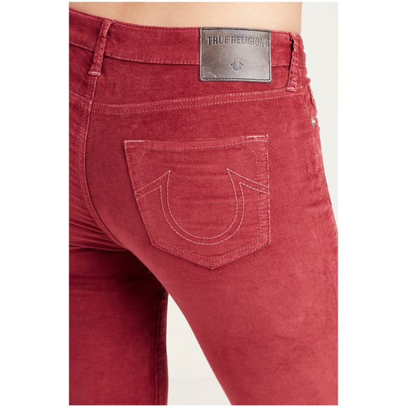 True Religion Pants - True Religion Women's Halle Super Skinny Crop Capri Corduroy Pants in Red